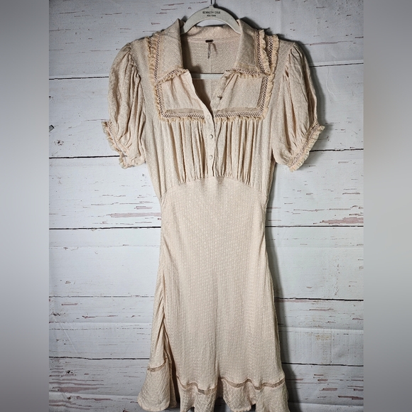 FREE PEOPLE Warm Glow Mini Dress petal bloom light pink/peach NWOT XS - Picture 2 of 8